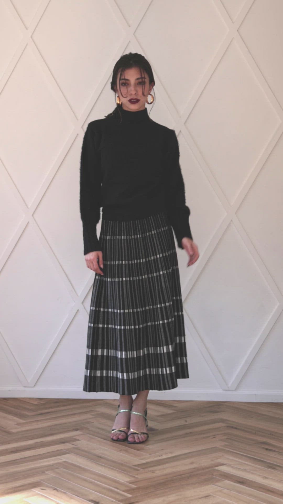 ニットプリーツ風ロングスカート（Knit pleats style long skirt