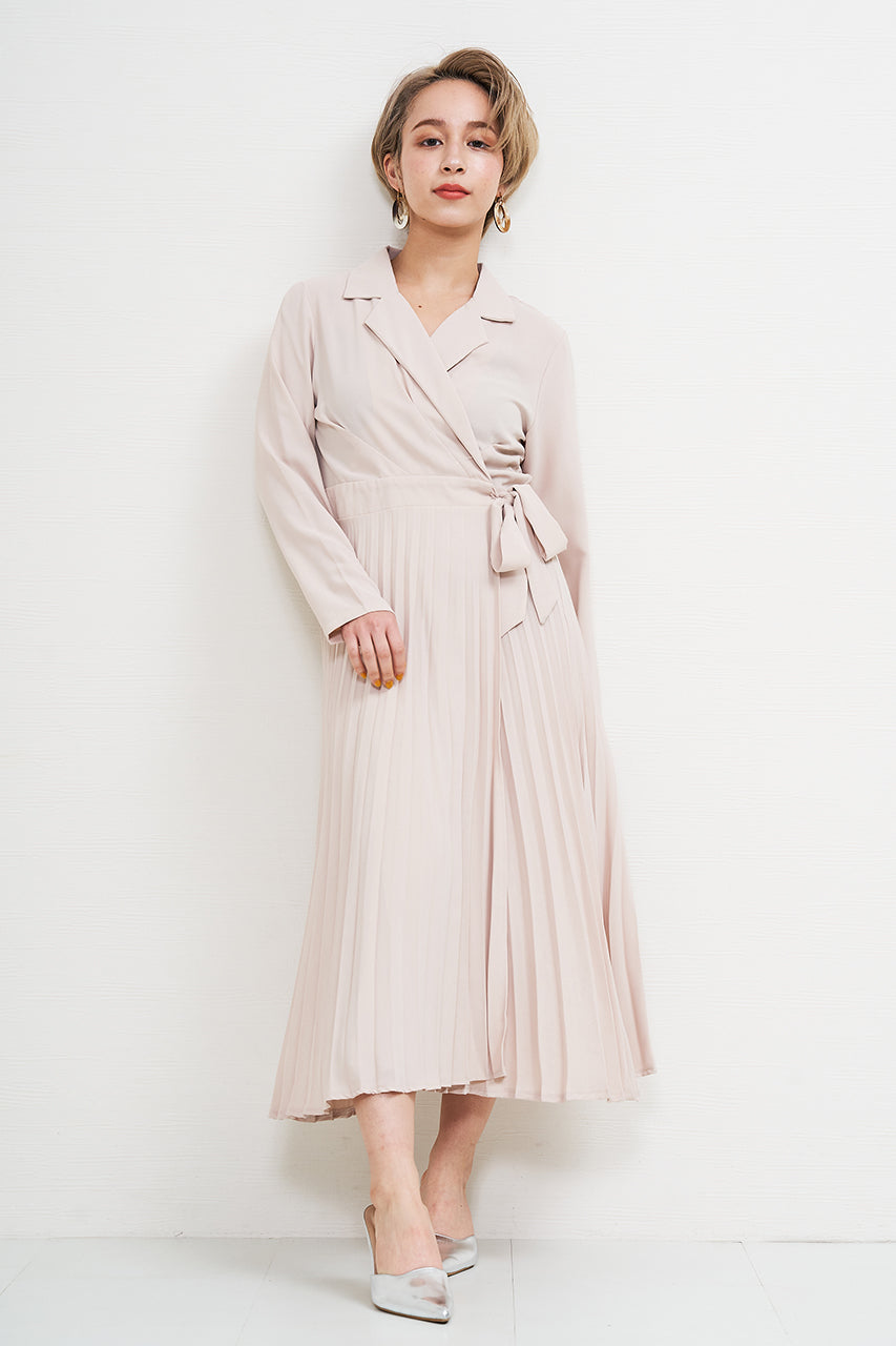 Vネックプリーツワンピース（V-necked pleated onepiece） – majeur